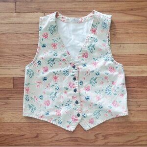 Vintage Floral Button-Up Vest
